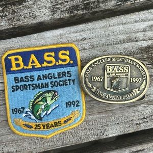 B.A.S.S. Bass Anglers Sportsman Society 1992 25th Anniversary Patch Brass Buckle